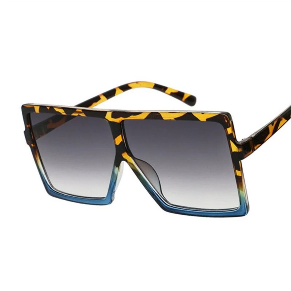 Leopard Blue Oversized Sunglasses